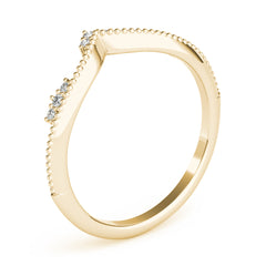 Chevron Milgrain Diamond Half Eternity Ring in Gold & Platinum