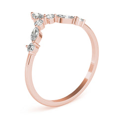 Alternating Round & Marquise Chevron Half Eternity Ring in Gold & Platinum