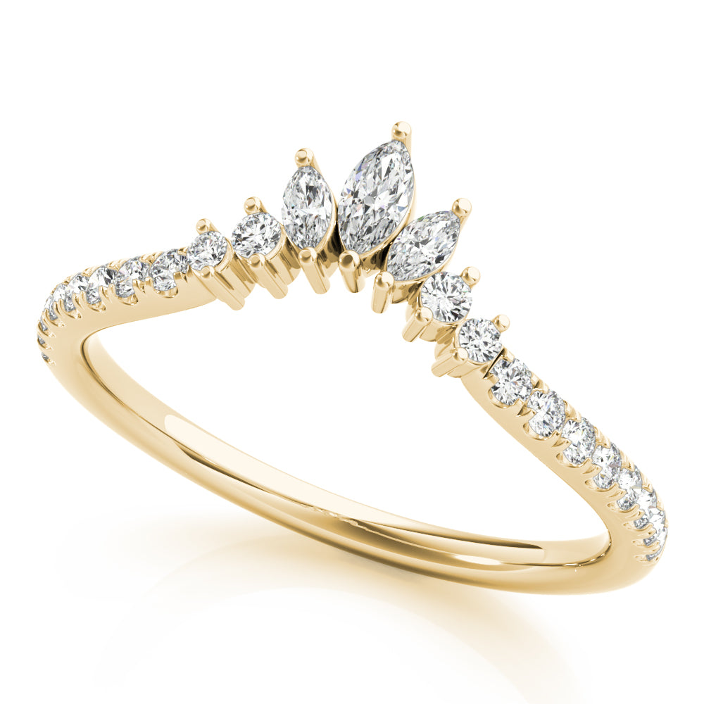 Round & Marquise Diamond Half Eternity Ring in Gold & Platinum
