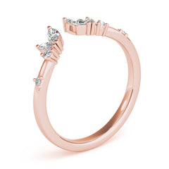 Round & Marquise Open Chevron Half Eternity Ring in Gold & Platinum