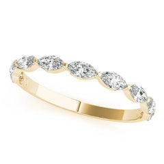 Shared Prong Marquise Half Eternity Ring in Gold & Platinum