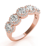 5-Stone Round Halo Half Eternity Ring in Gold & Platinum
