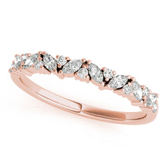 Alternating Round & Marquise Diamond Half Eternity Ring in Gold & Platinum