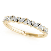 Alternating Round & Marquise Diamond Half Eternity Ring in Gold & Platinum