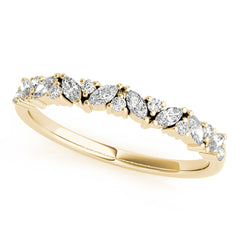 Alternating Round & Marquise Diamond Half Eternity Ring in Gold & Platinum