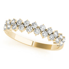 2-Row Prong Set Half Eternity Ring in Gold & Platinum