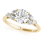 Dazzling Sidestone Round Diamond Engagement Ring — 9K/18K Gold & Platinum