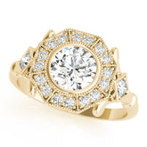 Splendid Sidestone Round Diamond Engagement Ring — 9K/18K Gold & Platinum