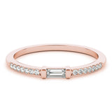 Accented East-West Baguette Half Eternity Ring in Gold & Platinum