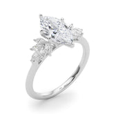 Radiant Peg Center Marquise Diamond Engagement Ring — 9K/18K Gold & Platinum