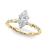 Romantic With Twisted Shank Round Diamond Engagement Ring — 9K/18K Gold & Platinum