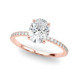 Signature Hidden Halo Center Single Row Oval Diamond Engagement Ring — 9K/18K Gold & Platinum
