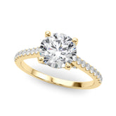 Dazzling Center Round Diamond Engagement Ring — 9K/18K Gold & Platinum