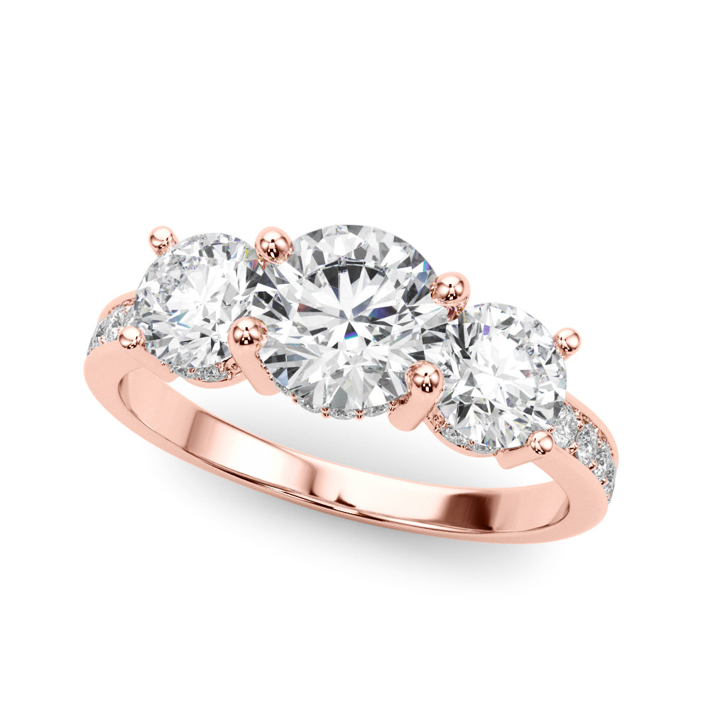 Rose gold ring with three diamonds
