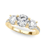 Devoted Three-Stone Hidden Halo Plus Round Diamond Engagement Ring — 9K/18K Gold & Platinum