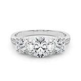 Devoted Three-Stone Hidden Halo Plus Round Diamond Engagement Ring — 9K/18K Gold & Platinum