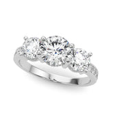 Devoted Three-Stone Hidden Halo Plus Round Diamond Engagement Ring — 9K/18K Gold & Platinum