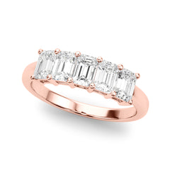 5-Stone Emerald Cut Half Eternity Ring in Gold & Platinum
