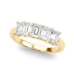 5-Stone Emerald Cut Half Eternity Ring in Gold & Platinum