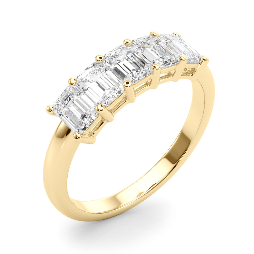 Lab-Grown Diamond Prong Emerald Cut 5-Stone Diamond Ring
