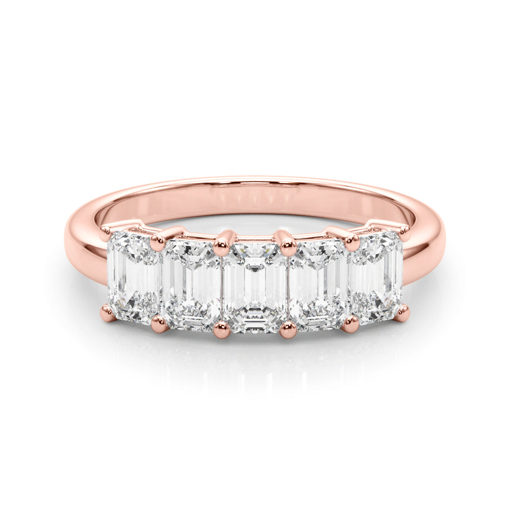 Lab-Grown Diamond Prong Emerald Cut 5-Stone Diamond Ring