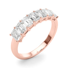 7-Stone Emerald Cut Half Eternity Ring in Gold & Platinum