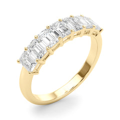 7-Stone Emerald Cut Half Eternity Ring in Gold & Platinum