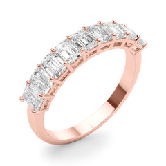 Emerald Cut Shared Prong Half Eternity Ring in Gold & Platinum
