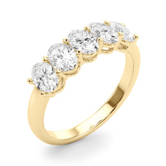 Shared Prong Oval Half Eternity Ring in Gold & Platinum
