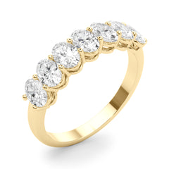 7-Stone Oval Shared Prong Half Eternity Ring in Gold & Platinum
