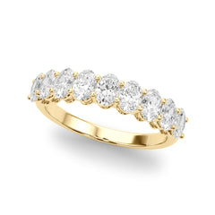 9-Stone Shared Prong Oval Half Eternity Ring in Gold & Platinum