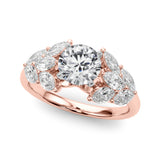 Crowned Mq Side Stones Engagement Ring Marquise Diamond Engagement Ring — 9K/18K Gold & Platinum