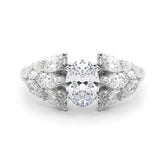 Crowned Mq Side Stones Engagement Ring Marquise Diamond Engagement Ring — 9K/18K Gold & Platinum