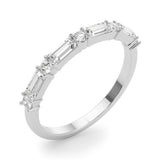 Alternating Round & Straight Baguette Half Eternity Ring in Gold & Platinum