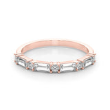 Alternating Round & Straight Baguette Half Eternity Ring in Gold & Platinum