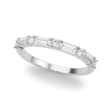 Alternating Round & Straight Baguette Half Eternity Ring in Gold & Platinum