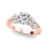 Radiant Rd & Mq Twisted Shank Engagement Round Diamond Engagement Ring — 9K/18K Gold & Platinum