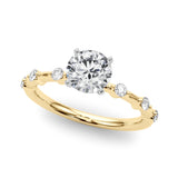 Brilliant Rd Shared Pr Single Row Round Diamond Engagement Ring — 9K/18K Gold & Platinum