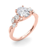 Cherished Split Shank Ov Center Rd & Mq Sides Oval Diamond Engagement Ring — 9K/18K Gold & Platinum