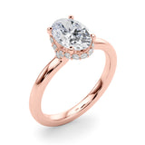 Noble Hidden Halo Center Oval Diamond Engagement Ring — 9K/18K Gold & Platinum