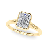 Timeless Solitaire Ec Bezel Set Emerald Diamond Engagement Ring — 9K/18K Gold & Platinum
