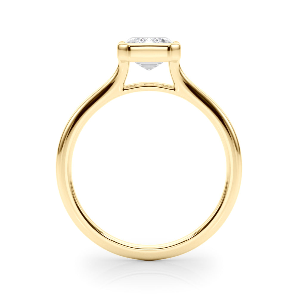 Lab-Grown D-VVS Emerald Cut Diamond Bezel Set Solitaire Engagement Ring