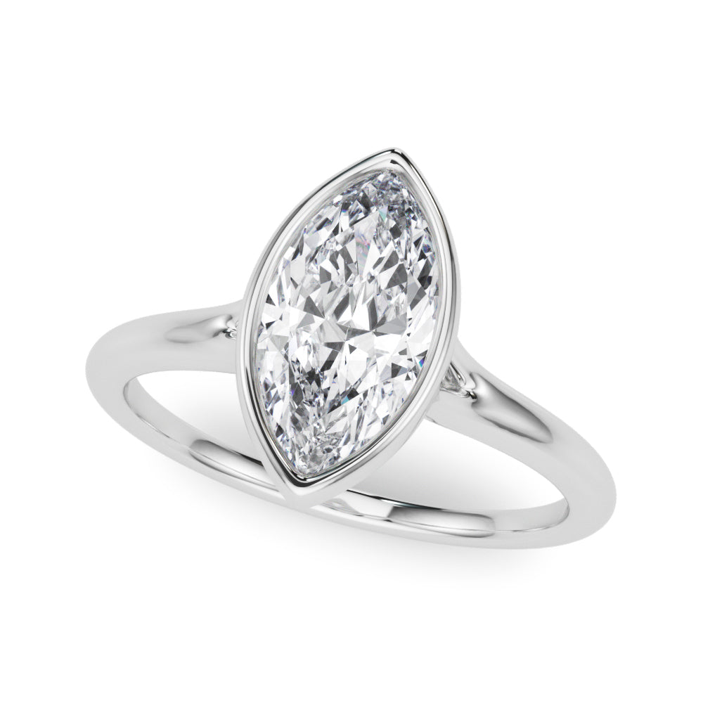 Lab-Grown Marquise Cut Diamond Bezel Set Solitaire Engagement Ring.