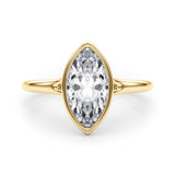 Lab-Grown Marquise Cut Diamond Bezel Set Solitaire Engagement Ring.