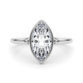 Lab-Grown Marquise Cut Diamond Bezel Set Solitaire Engagement Ring.
