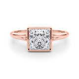 Princess Cut Diamond Bezel Set Solitaire Engagement Ring