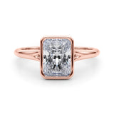 Lab-Grown Radiant Cut Diamond Bezel Set Solitaire Engagement Ring.