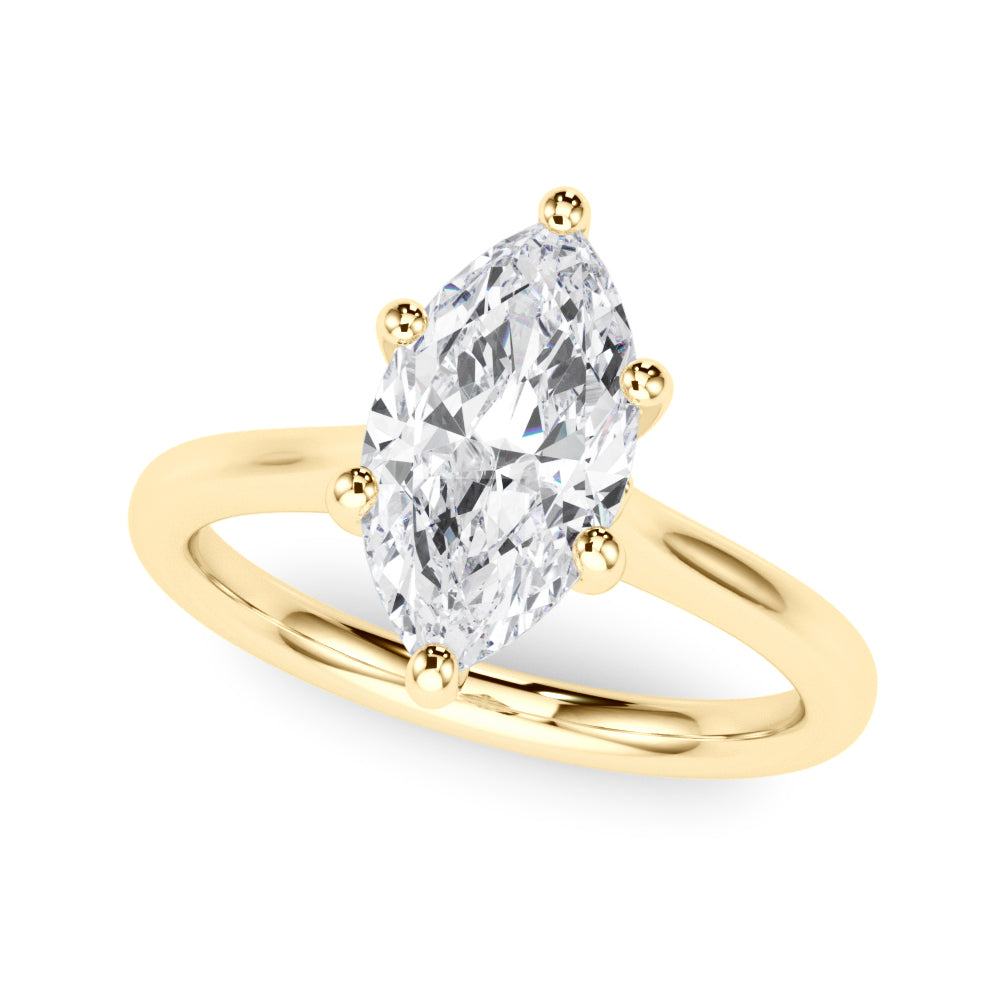 Lab-Grown Marquise Cut Diamond  Floral Six-Prong Solitaire Engagement Ring.