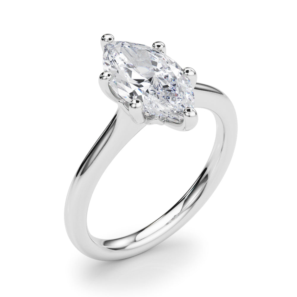 Lab-Grown Marquise Cut Diamond  Floral Six-Prong Solitaire Engagement Ring.