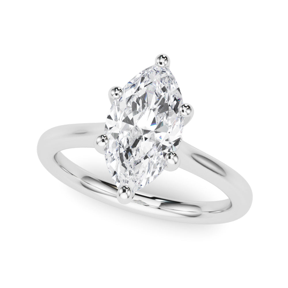 Lab-Grown Marquise Cut Diamond  Floral Six-Prong Solitaire Engagement Ring.